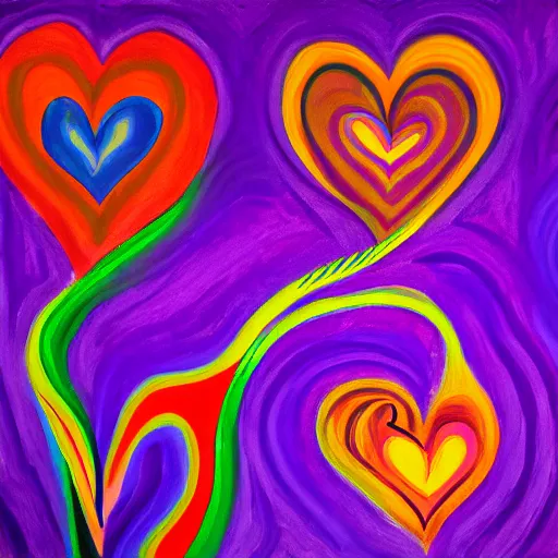 Prompt: a highly definition painting of purple hearts in flames, inspired by lisa frank, matisse, david hockney, trending on artstation, 4 k