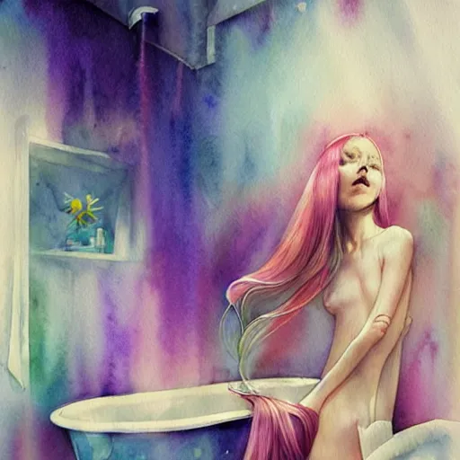 Image similar to watercolor bathroom by anna dittmann