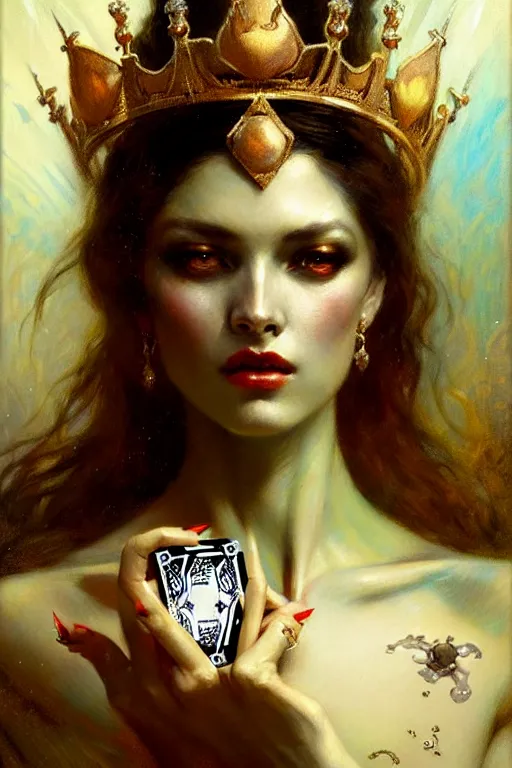 Image similar to queen of diamonds by gaston bussiere, bayard wu, greg rutkowski, giger, maxim verehin