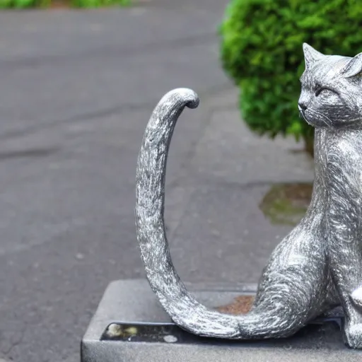 Prompt: a sitting cat statue made of diamond