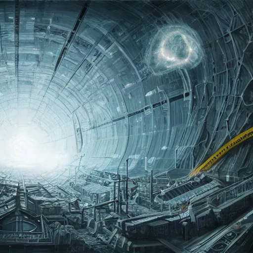 Image similar to the lovecraftian large hadron collider discovers the terrible cosmic truth, award-winning art, trending on artstation, digital painting, matte painting, hyper detailed, 8k