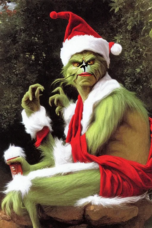 Image similar to the grinch, bouguereau