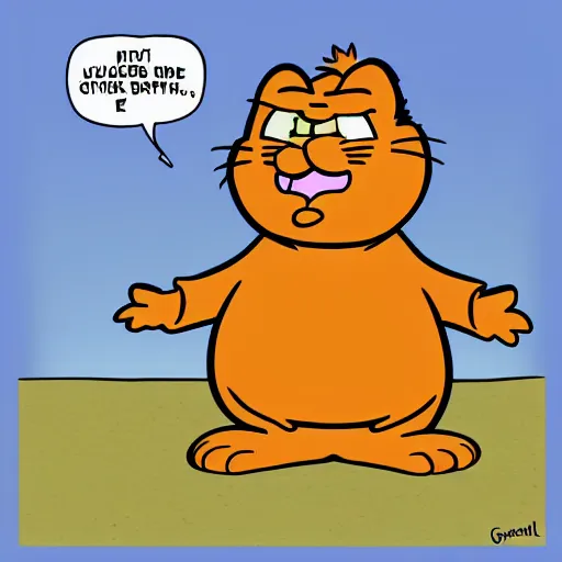 Image similar to garfield in the style of jim davis, animated, cartoon