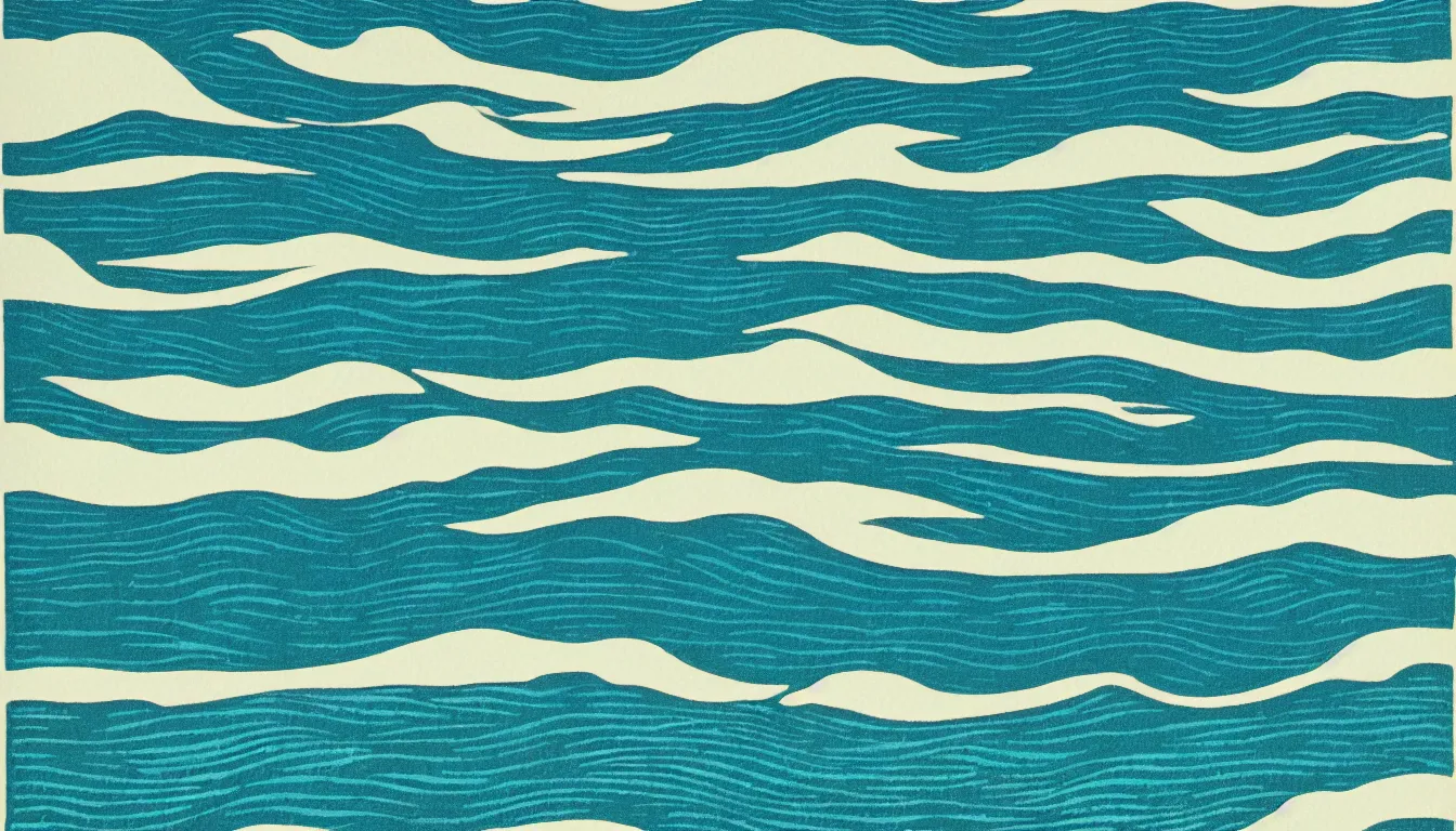 Prompt: ocean horizon by woodblock print