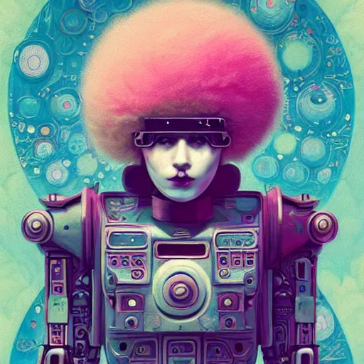 Image similar to a fluffy cyberpunk robot fractal:: by Martine Johanna and Simon Stålenhag and Chie Yoshii and Casey Weldon and Guillermo del toro :: ornate, dynamic, particulate, pastel colors, intricate, elegant, highly detailed, centered, artstation, smooth, sharp focus, octane render, 3d