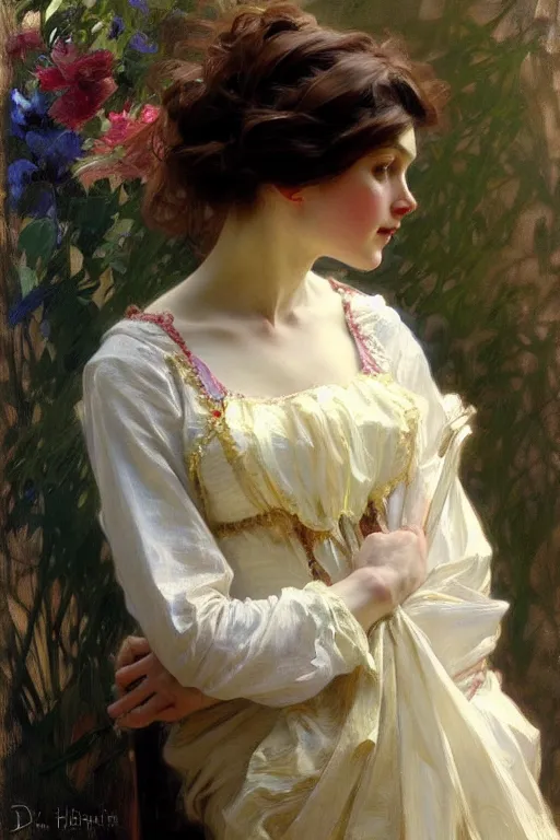 Prompt: victorian lady, painting by daniel gerhartz, alphonse mucha, detailed art, artstation
