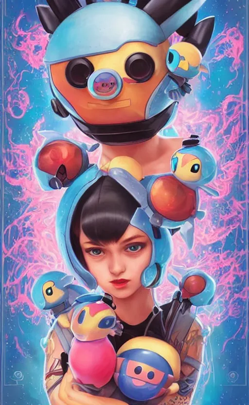 Image similar to lofi BioPunk Pokemon Piplup portrait Pixar style by Tristan Eaton_Stanley Artgerm and Tom Bagshaw,