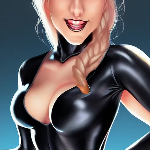 Image similar to felicia hardy as black cat, by artgerm, trending on artstation, high resolution, 4 k, highly detailed