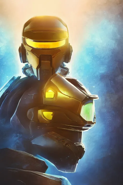 Image similar to robot ninja mask helmet halo master chief radiating a glowing aura global illumination ray tracing hdr fanart arstation by ian pesty and katarzyna da „ bek - chmiel