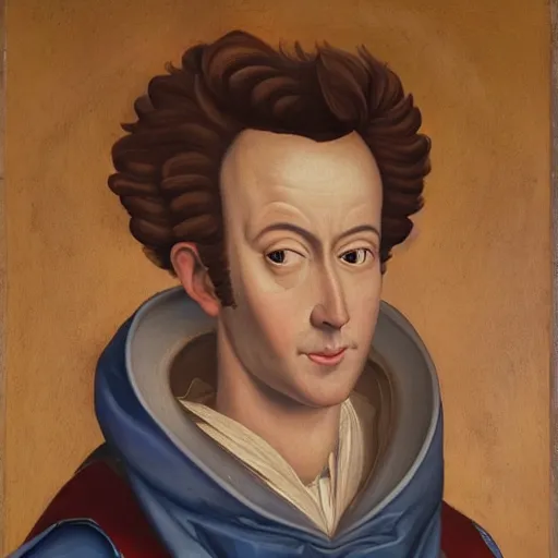 Prompt: Renaissance oil portrait of Jimmy Neutron as a scholar, high-quality realistic oil painting with detailed strokes, Jimmy Neutron as a robed Renaissance scholar