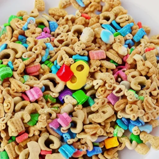 Image similar to lucky charms cereal 🥣 but it’s made of bones