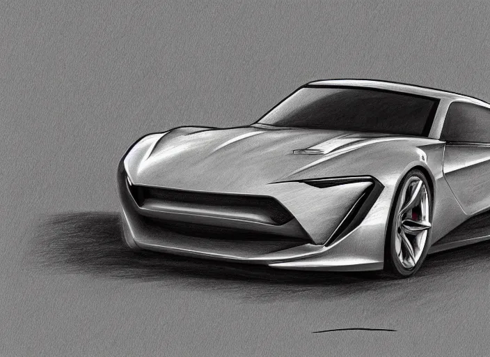 Prompt: concept non - coloring pencil drawing of a new sport car.