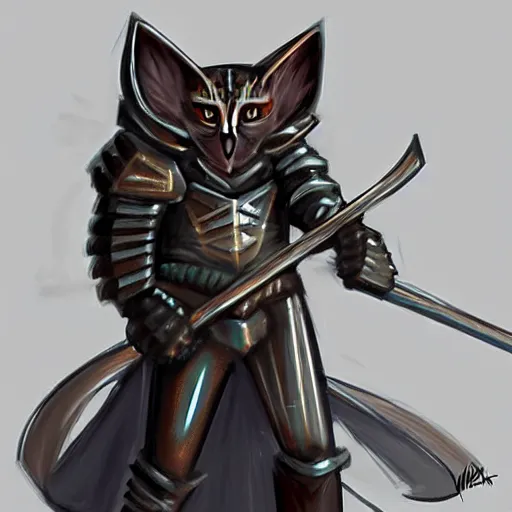 Prompt: cat knight concept art artstation