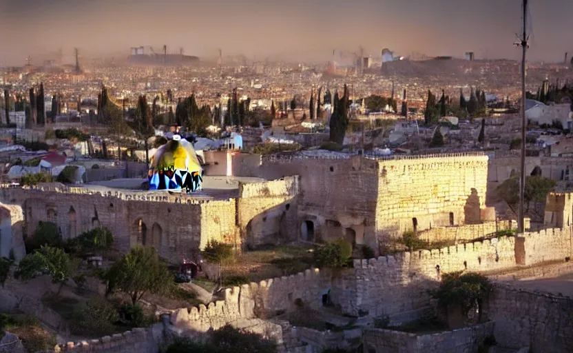 Prompt: a beautiful photo of jerusalem, hyper realistic, natural light, concept art, cozy atmospheric and cinematic lighting