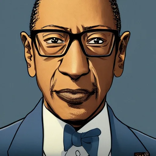 Image similar to Portrait of Gus Fring the, Anime Fantasy Illustration by Tomoyuki Yamasaki, Kyoto Studio, Madhouse, Ufotable, trending on artstation