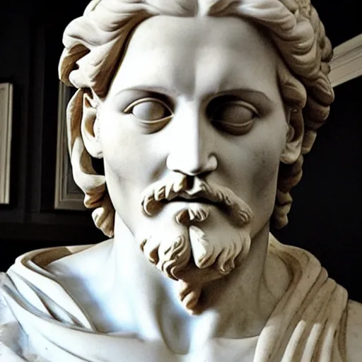 Image similar to johnny depp as a greek marble statue