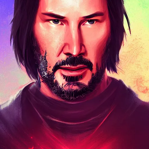 Image similar to Portrait of Keanu Reeves as a samurai, mattepainting concept Blizzard pixar maya engine on stylized background splash comics global illumination lighting artstation lois van baarle, ilya kuvshinov, rossdraws