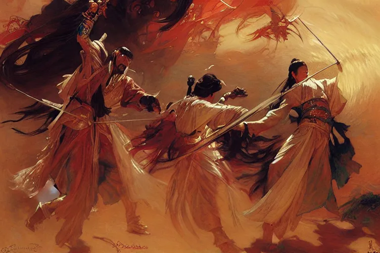 Image similar to wuxia, universe, painting by gaston bussiere, craig mullins, j. c. leyendecker