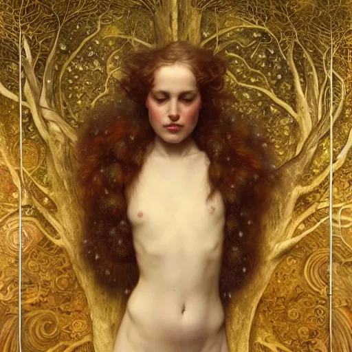 Prompt: the tree of life!!!!!! | by roberto ferri, by tom bagshaw, by j. c. leyendecker and klimt, american romanticism, artstation, cgsociety, highly detailed oil painting, very intricate, cinematic lighting, award - winning