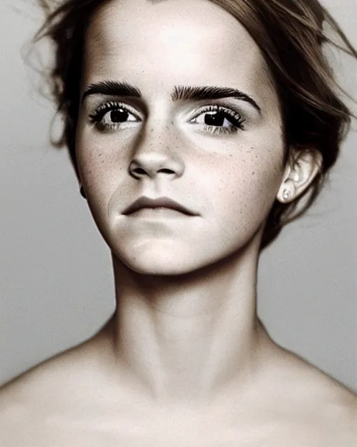 Image similar to emma watson portrait, soft diffused light, bjork aesthetic, translucent, by rineke dijkstra, intricate details, highly detailed, masterpiece,