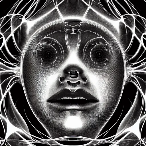 Image similar to lost in the mind of a quantum god head machine surrealism anamorphic illusion