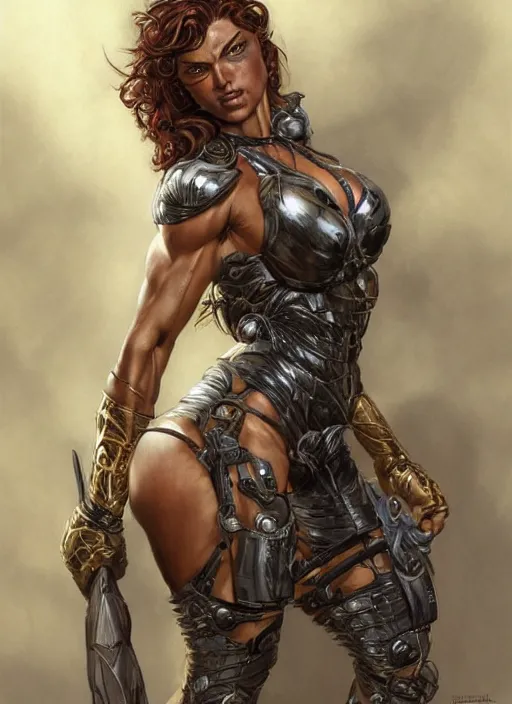 Prompt: very muscled Amazon cat girl as a ruggedly mean looking heroine, intricate, elegant, highly detailed, centered, digital painting, artstation, concept art, smooth, sharp focus, illustration, art by artgerm and donato giancola and Joseph Christian Leyendecker, WLOP