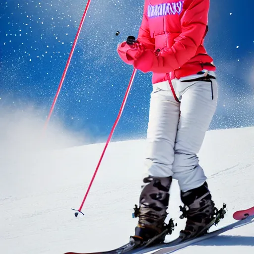 Prompt: beautiful Chinese girl skiing, highly detailed, award winning picture-n 9