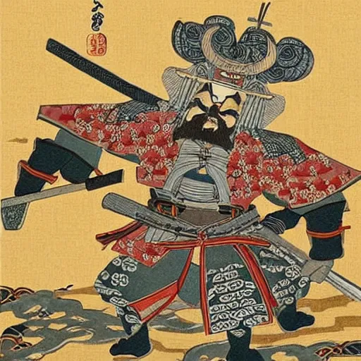 Image similar to samurai dwarves, japanese fine art, intricate details