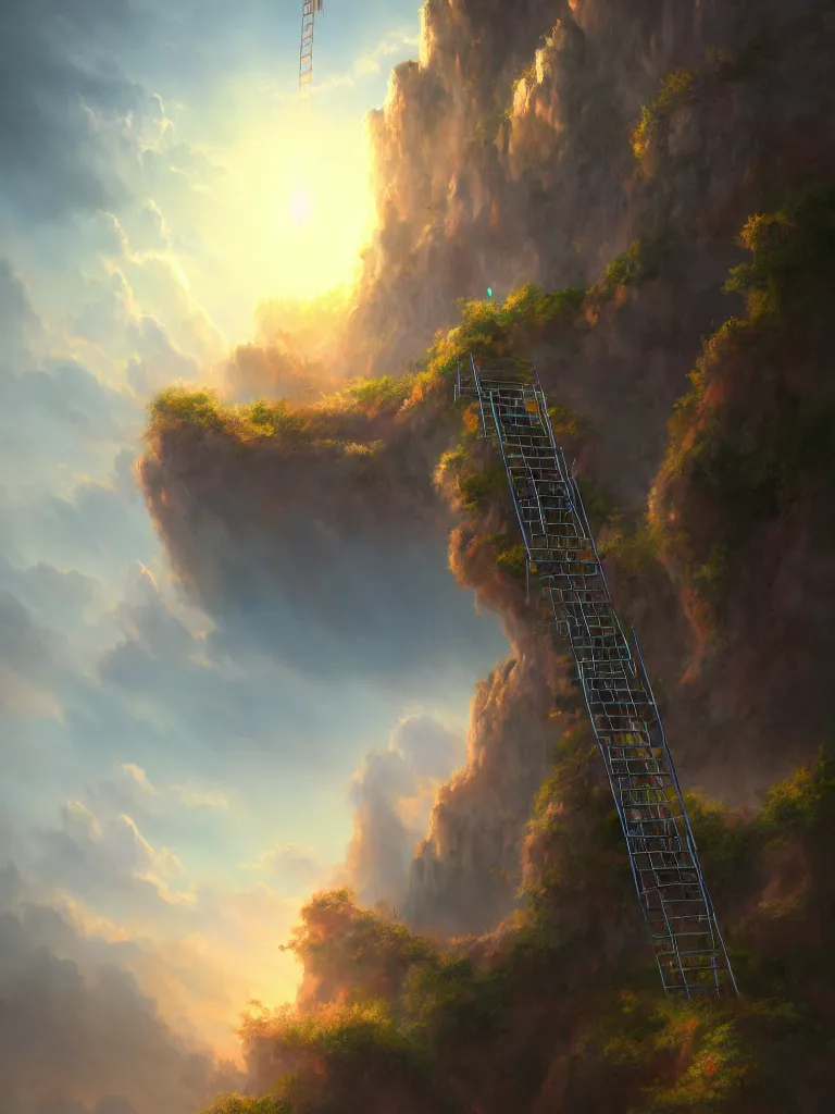 Beautiful religious background - stairs to heaven, bright light