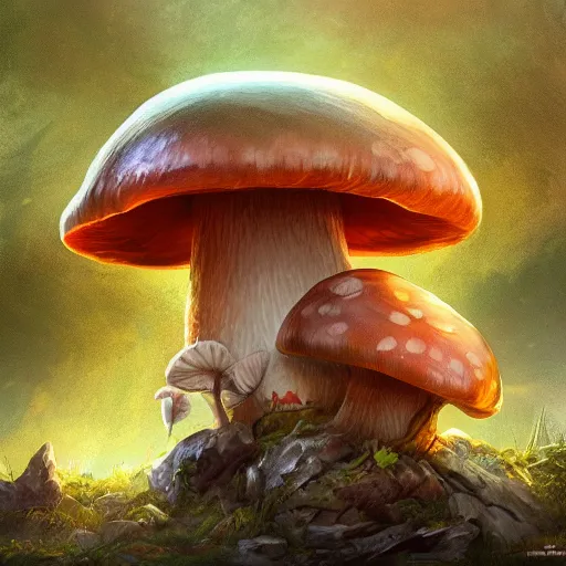 Prompt: a DND mushroom based monster, made by Stanley Artgerm Lau, WLOP, Rossdraws, ArtStation, CGSociety, concept art, cgsociety, octane render, trending on artstation, artstationHD, artstationHQ, unreal engine, 4k, 8k,