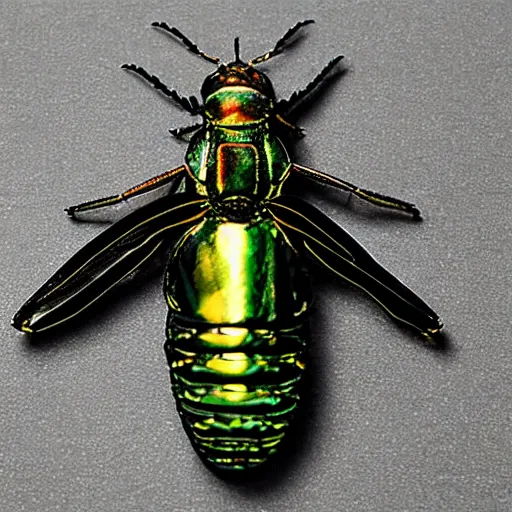 Image similar to insect made out of glowing metal