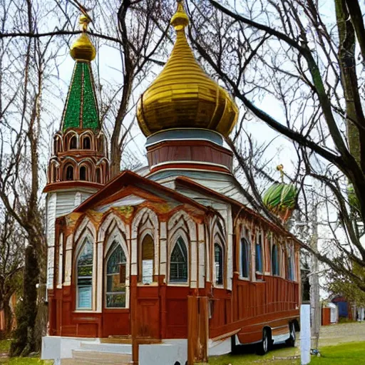 Image similar to tiny home that looks like st. basil's cathedral.