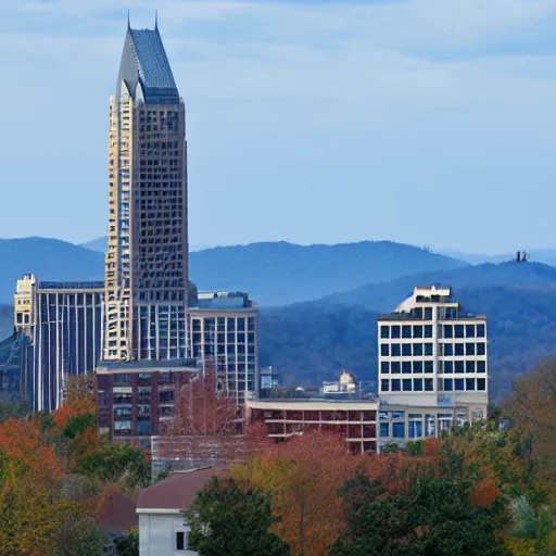 Prompt: skyscraper in asheville, north carolina skyline