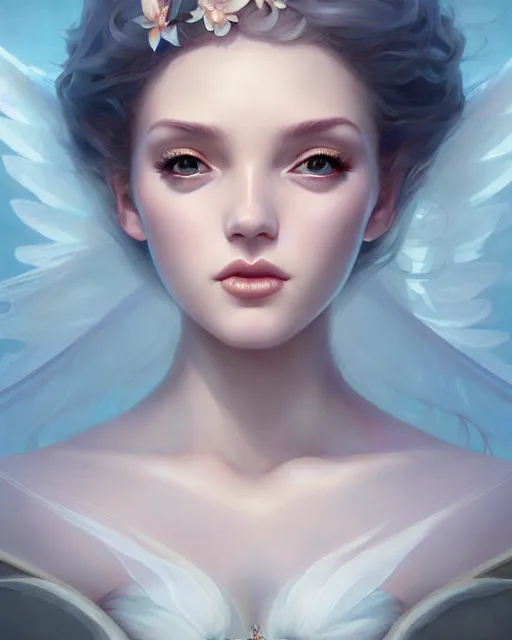 Image similar to character art of a queen of magnolias as windy dusty underwater angelic young female | | seductive - fine - face, pretty face, key visual, realistic shaded perfect face, fine details by artgerm, wlop, tom bagshaw, james jean, andrei riabovitchev, marc simonetti, trending on artstation