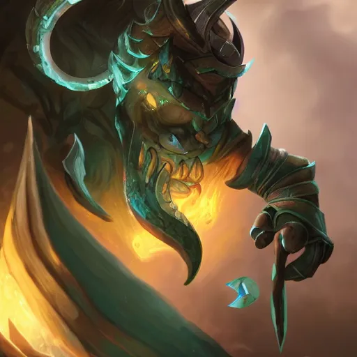 Image similar to Thresh from League of legends, high resolution fantasy concept art, intricate details, soft lighting