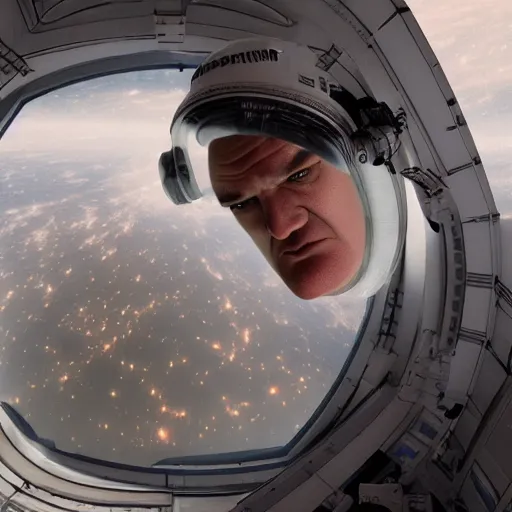 Prompt: hyperrealistic film still of quentin tarantino in space, stunning 3 d render, inspired by istvan sandorfi & greg rutkowski & unreal engine, perfect symmetry, dim volumetric cinematic lighting, 8 k octane comprehensive render, extremely hyper - detailed, incredibly lifelike attributes, intricate, real flesh texture, masterpiece, artstation, stunning,