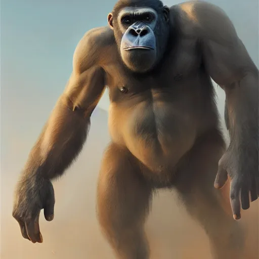 Image similar to 🦍🎮, hyper realistic , Artstation, Greg rutkowski