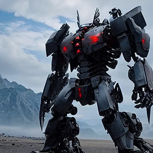 Image similar to cinematic still in westworld and pacific rim movie and real steel movie, full body mega mech by mamoru nagano