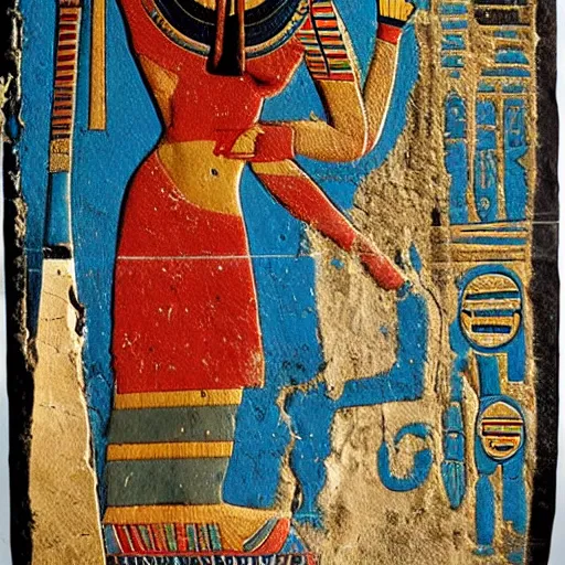 Image similar to egyptian hieroglyph women with a bird flying