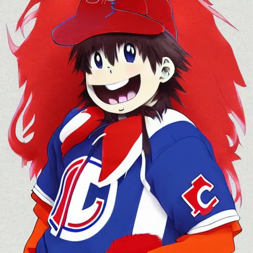 Image similar to anime Portrait of Youppi the Habs Montreal Canadiens Mascot as a very cute powerful and friendly pokemon, highly detailed anime, high evolution, 1990s, legendary, smooth, sharp focus, dynamic lighting, intricate, trending on ArtStation, illustration pokemon, art by WLOP