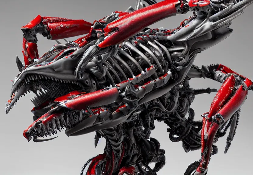 Prompt: extremely detailed. full body pictures of a cybernetic shark king crab gundam evangelion eva motorcycle engine. underwater photography. claws. biomechanical giger ’ s xenomorph. the thing. detailed and intricate environment, wide angle, hyperrealism, plants and jungle, detailed and intricate environment, reflective, dynamic lighting, rembrandt, 8 k