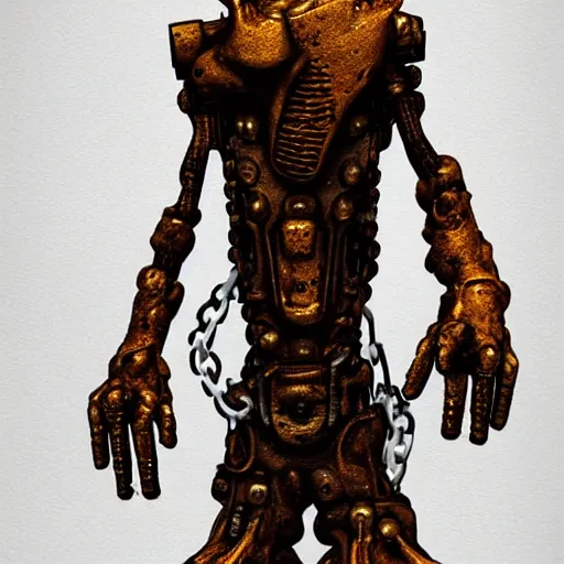 Image similar to cute metallic rusted old cyberpunk dark monster