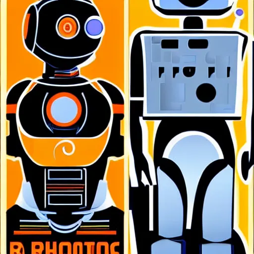 Image similar to futuristic poster of 2 robots