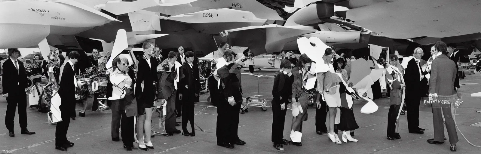 Prompt: a transforming mecha-concorde is presented with the medal d'honneur, Paris 1982