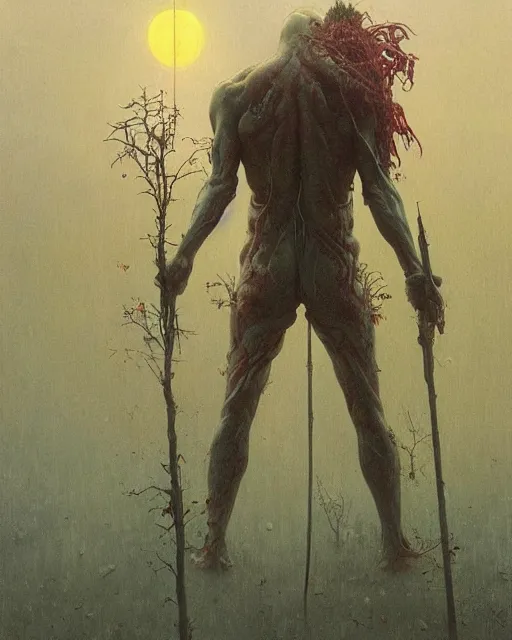 Image similar to the last sight before death, painted by zdzislaw beksinski and artgerm and greg rutkowski and alphonse mucha and rene laloux