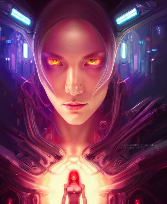 Image similar to a whirlwind of souls rushing inside the metaverse, half body, glowin eyes, android, cyborg, cyberpunk face, by loish, d & d, fantasy, intricate, elegant, highly detailed, colorful, vivid color, digital painting, artstation, concept art, art by artgerm and greg rutkowski and alphonse mucha and ruan jia
