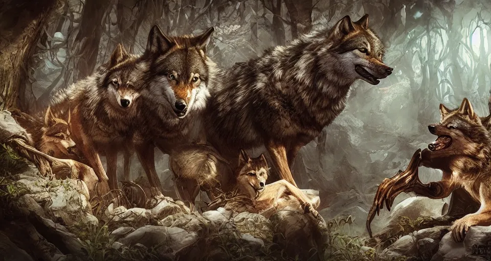 wolves and their treasures - fantasy style, trending | Stable Diffusion ...