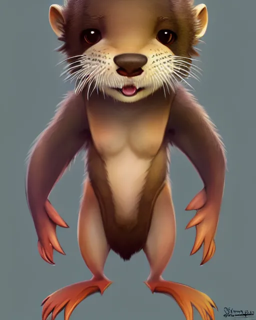 Image similar to character concept art of a cute young male anthropomorphic furry otter | | cute - fine - face, pretty face, key visual, realistic shaded perfect face, fine details by stanley artgerm lau, wlop, rossdraws, james jean, andrei riabovitchev, marc simonetti, and sakimichan, trending on artstation