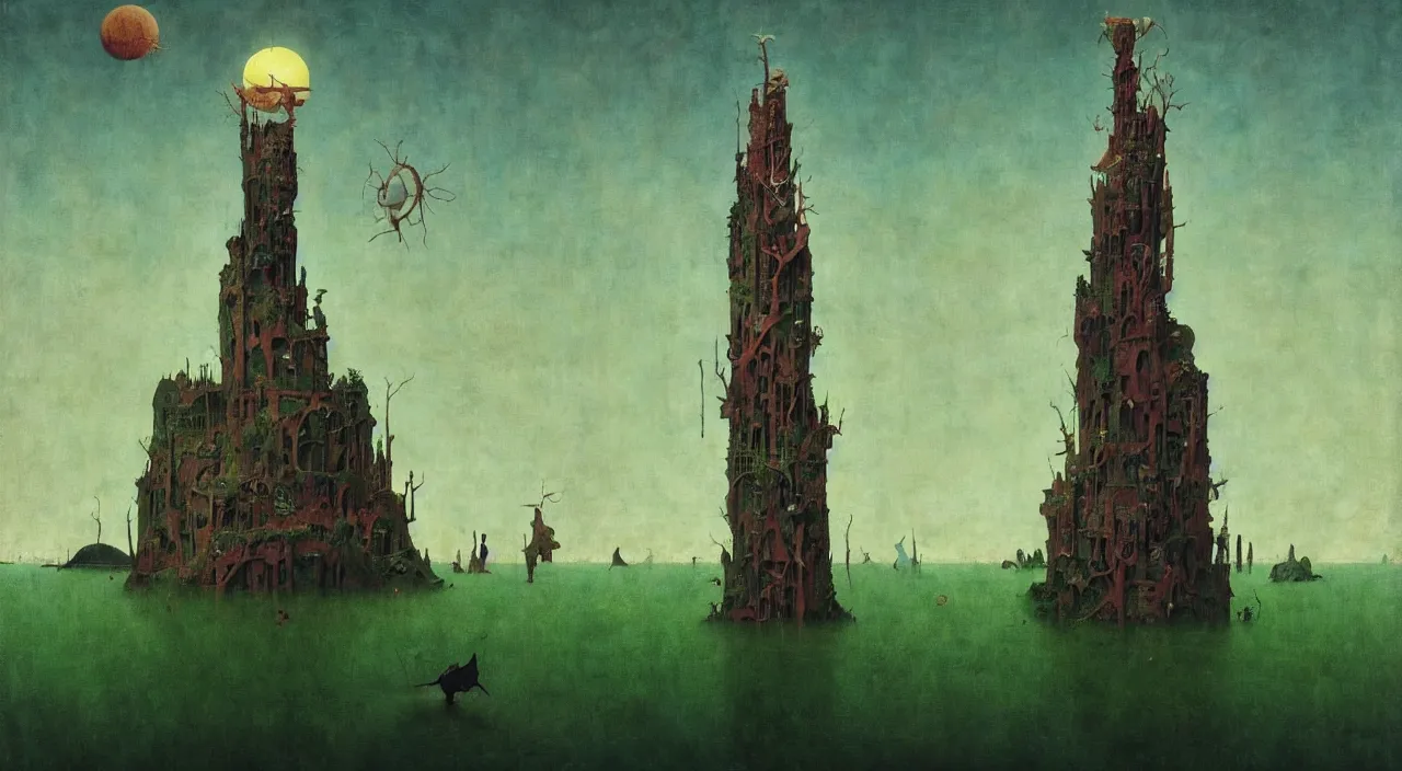 Image similar to single flooded simple!! tribal totem tower anatomy, very coherent and colorful high contrast masterpiece by norman rockwell franz sedlacek hieronymus bosch dean ellis simon stalenhag rene magritte gediminas pranckevicius, dark shadows, sunny day, hard lighting