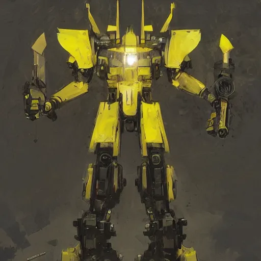 Image similar to yellow mecha with flat head and big sword and shield, Keetongu Bionicle, by Greg Rutkowski